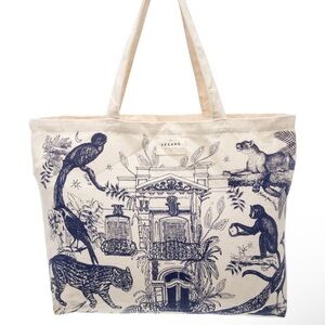 Sezane Cream and Blue Tote Bag 100% New (with gift package)